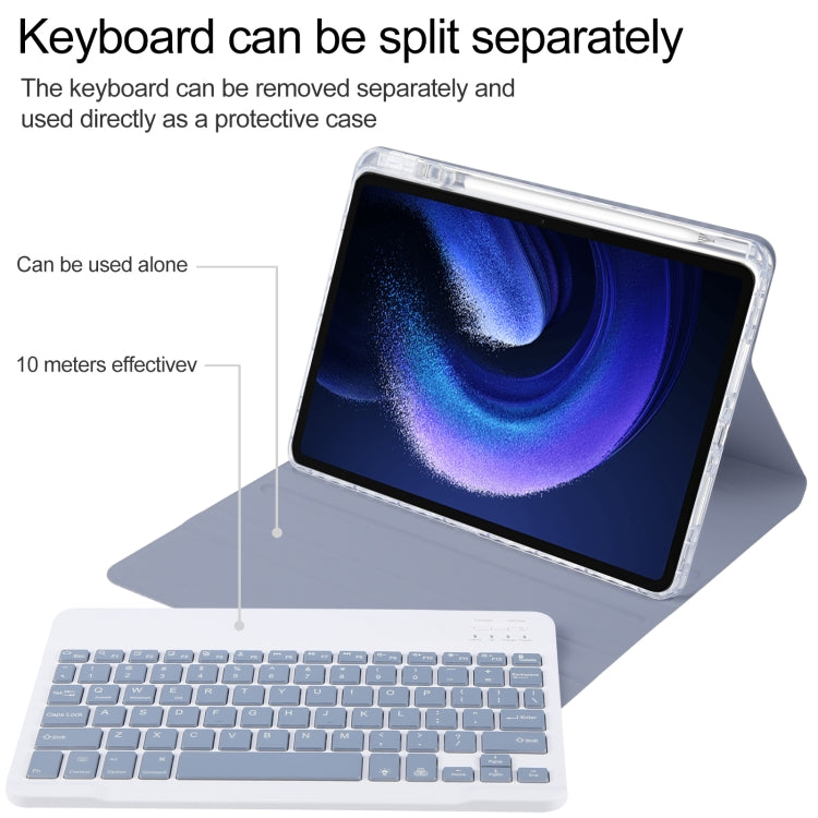 For Xiaomi Pad 6 Square Button Backlight Bluetooth Keyboard Rotatable Holder Leather Case(Lavender Purple) - Others Keyboard by buy2fix | Online Shopping UK | buy2fix