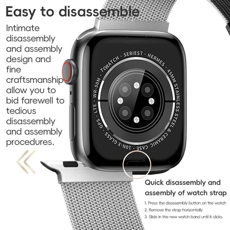 For Apple Watch SE 44mm ZGA Milanese Magnetic Metal Watch Band(Black) - Watch Bands by ZGA | Online Shopping UK | buy2fix