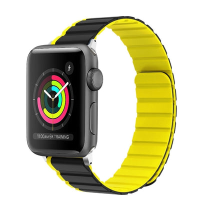 For Apple Watch 42mm ZGA Two Color Magnetic Silicone Watch Band(Grey+Yellow) - Watch Bands by ZGA | Online Shopping UK | buy2fix