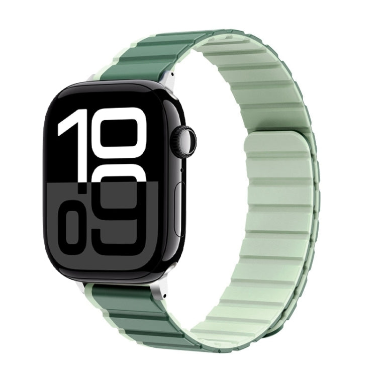 For Apple Watch Series 10 42mm ZGA Two Color Magnetic Silicone Watch Band(Dark Green+Light Green) - Watch Bands by ZGA | Online Shopping UK | buy2fix