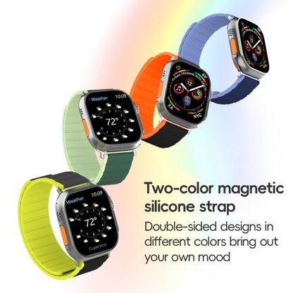 For Apple Watch 42mm ZGA Two Color Magnetic Silicone Watch Band(Grey+Yellow) - Watch Bands by ZGA | Online Shopping UK | buy2fix