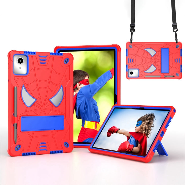 For Lenovo Tab M11/ Xiaoxin Pad 11 2024 Fold-Holder Spider Silicone Hybrid PC Tablet Case(Red Blue) - Lenovo by buy2fix | Online Shopping UK | buy2fix