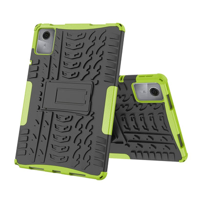 For Lenovo Tab M11/ Xiaoxin Pad 11 2024 Tire Texture TPU Hybrid PC Tablet Case with Holder(Green) - Lenovo by buy2fix | Online Shopping UK | buy2fix