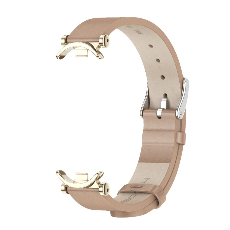 For Xiaomi Mi Band 8 / 9 / 9 NFC Mijobs GT4 First Layer Cowhide Watch Band(Apricot Light Gold) - Watch Bands by MIJOBS | Online Shopping UK | buy2fix