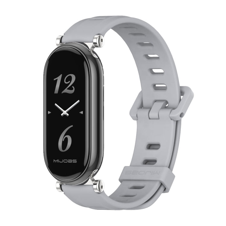 For Xiaomi Mi Band 8 / 9 / 9 NFC Mijobs GT4 Flat Hole Silicone Watch Band(Grey Silver) - Watch Bands by MIJOBS | Online Shopping UK | buy2fix