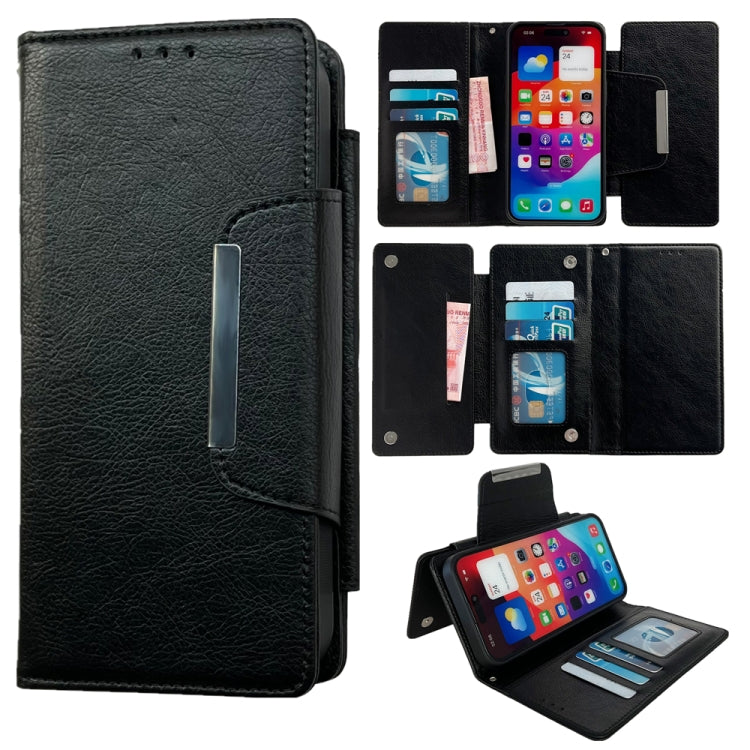 For iPhone 16 Pro Multifunctional Seven Cards Wallet Leather Phone Case(Black) - iPhone 16 Pro Cases by buy2fix | Online Shopping UK | buy2fix