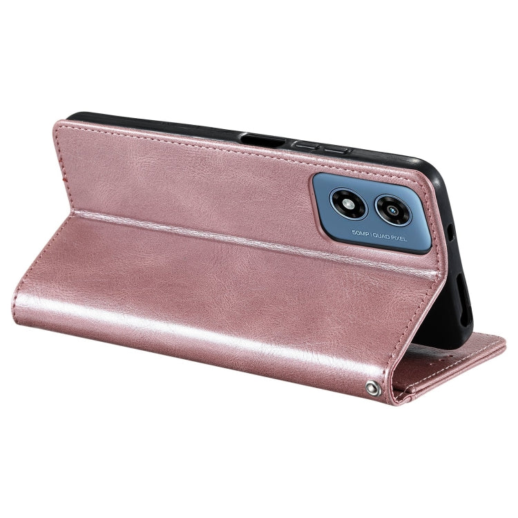For Motorola Moto G Play 2024 Simple 6-Card Wallet Leather Phone Case(Rose Gold) - Motorola Cases by buy2fix | Online Shopping UK | buy2fix