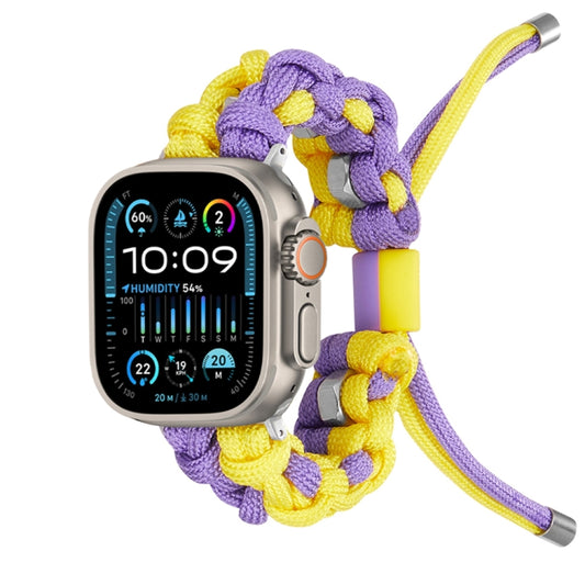 For Apple Watch Ultra 49mm Screw Nut Dual-Color Braided Paracord Watch Band(Purple Yellow) - Watch Bands by buy2fix | Online Shopping UK | buy2fix