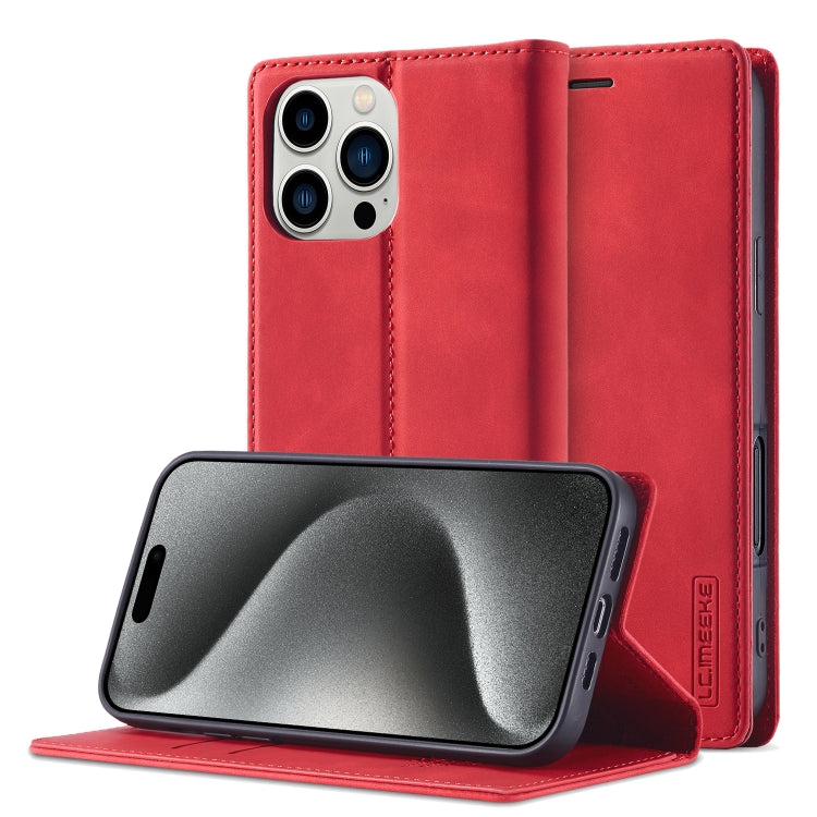 For iPhone 16 Pro Max LC.IMEEKE Strong Magnetism Microfiber Leather Phone Case(Red) - iPhone 16 Pro Max Cases by LC.IMEEKE | Online Shopping UK | buy2fix