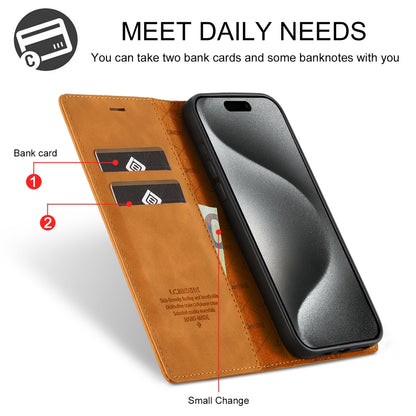 For iPhone 16 Pro Max LC.IMEEKE Strong Magnetism Microfiber Leather Phone Case(Brown) - iPhone 16 Pro Max Cases by LC.IMEEKE | Online Shopping UK | buy2fix