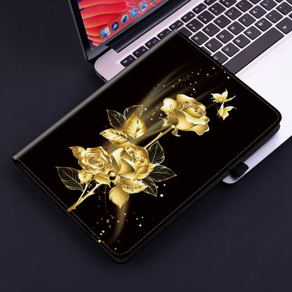 For iPad Air 11 2024 Crystal Texture Painted Leather Smart Tablet Case(Gold Butterfly Rose) - iPad Air 11 2024 Cases by buy2fix | Online Shopping UK | buy2fix