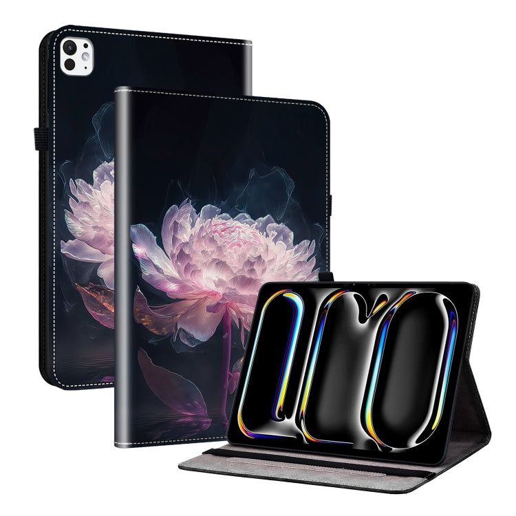 For iPad Pro 11 2024 Crystal Texture Painted Leather Smart Tablet Case(Purple Peony) - iPad Pro 11 2024 Cases by buy2fix | Online Shopping UK | buy2fix