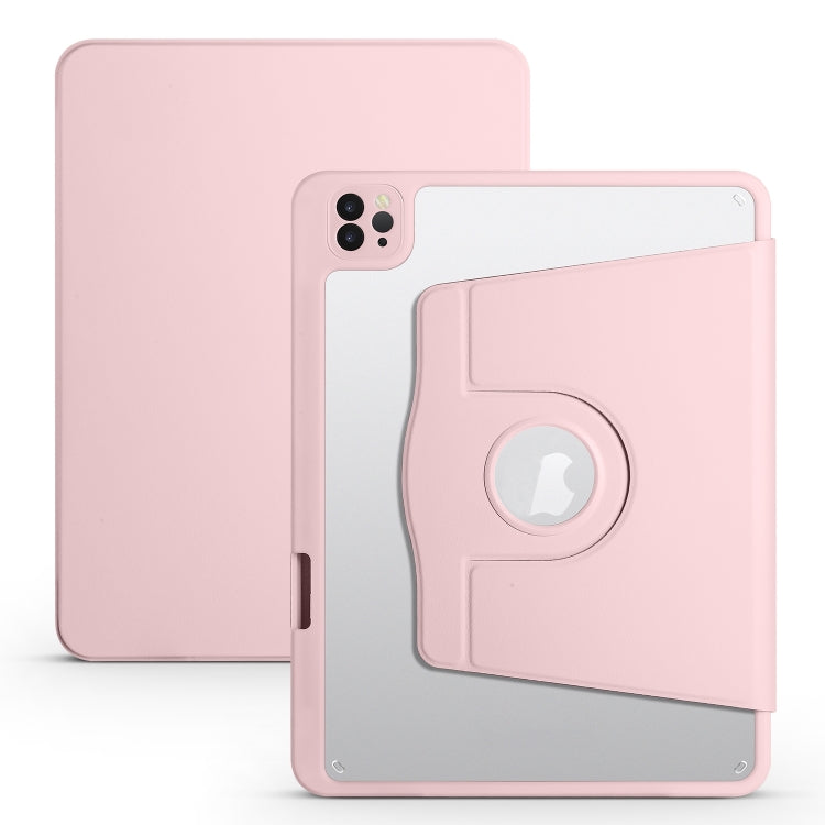 For iPad Air 13 2024 Acrylic 360 Degree Rotation Holder Leather Tablet Case(Sand Pink) - iPad Air 13 2024 Cases by buy2fix | Online Shopping UK | buy2fix