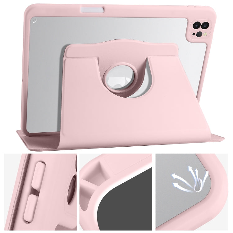 For iPad Air 13 2024 Acrylic 360 Degree Rotation Holder Leather Tablet Case(Sand Pink) - iPad Air 13 2024 Cases by buy2fix | Online Shopping UK | buy2fix