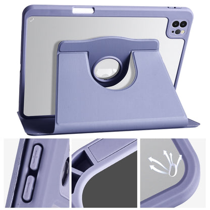 For iPad Air 13 2024 Acrylic 360 Degree Rotation Holder Leather Tablet Case(Lavender Purple) - iPad Air 13 2024 Cases by buy2fix | Online Shopping UK | buy2fix