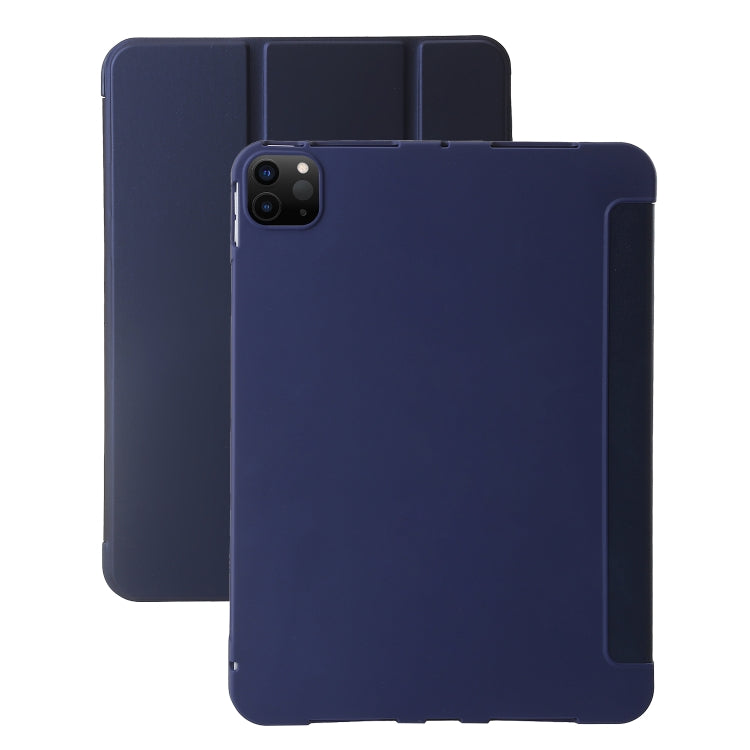 For iPad Pro 13 2024 Three-fold Holder Flip Tablet Leather Case(Dark Blue) - iPad Pro 13 2024 Cases by buy2fix | Online Shopping UK | buy2fix