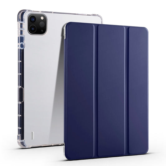 For iPad Air 13 2024 3-fold Clear TPU Smart Leather Tablet Case with Pen Slot(Dark Blue) - iPad Air 13 2024 Cases by buy2fix | Online Shopping UK | buy2fix