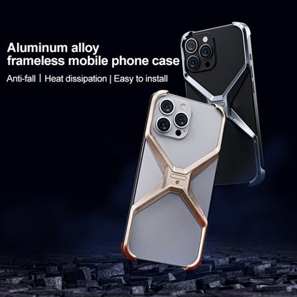 For iPhone 13 Pro / 14 Pro Frameless X-shaped Metal Phone Case(Grey) - iPhone 14 Pro Cases by buy2fix | Online Shopping UK | buy2fix