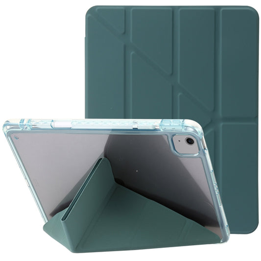 For iPad Air 11 2024 Clear Acrylic Deformation Leather Tablet Case(Dark Green) - iPad Air 11 2024 Cases by buy2fix | Online Shopping UK | buy2fix