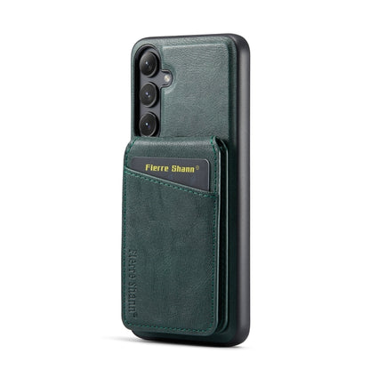 For Samsung Galaxy S23 FE 5G Fierre Shann Oil Wax Cow Leather Magnetic Card Holder Phone Case(Green) - Galaxy S23 FE 5G Cases by FIERRE SHANN | Online Shopping UK | buy2fix