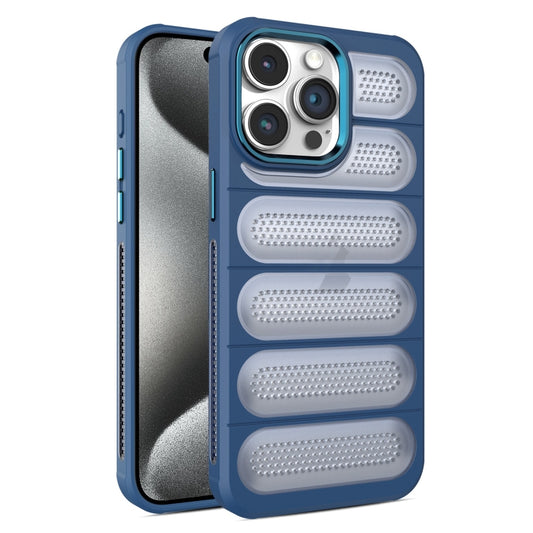 For iPhone 15 Pro Cooling Armor Translucent Mesh Breathable Phone Case(Blue) - iPhone 15 Pro Cases by buy2fix | Online Shopping UK | buy2fix