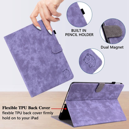 For iPad Air 13 2024 Embossed Tiger Pattern Leather Tablet Case(Purple) - iPad Air 13 2024 Cases by buy2fix | Online Shopping UK | buy2fix