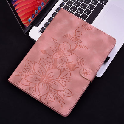 For iPad Air 13 2024 Lily Embossed Leather Smart Tablet Case(Pink) - iPad Air 13 2024 Cases by buy2fix | Online Shopping UK | buy2fix