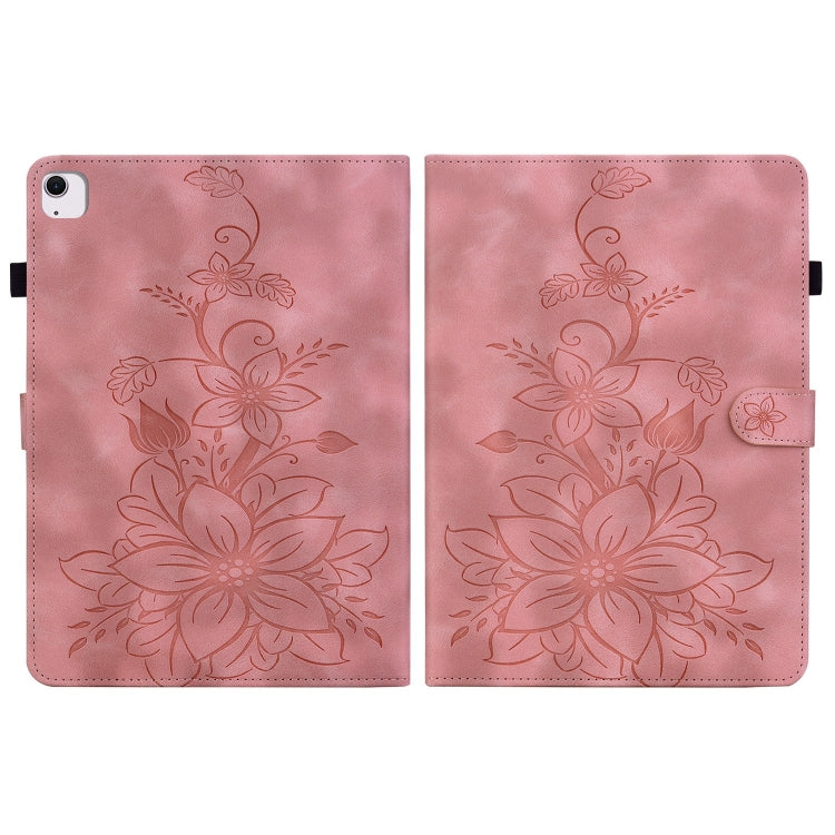 For iPad Air 13 2024 Lily Embossed Leather Smart Tablet Case(Pink) - iPad Air 13 2024 Cases by buy2fix | Online Shopping UK | buy2fix