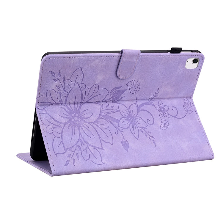 For iPad Air 11 2024 Lily Embossed Leather Smart Tablet Case(Purple) - iPad Air 11 2024 Cases by buy2fix | Online Shopping UK | buy2fix