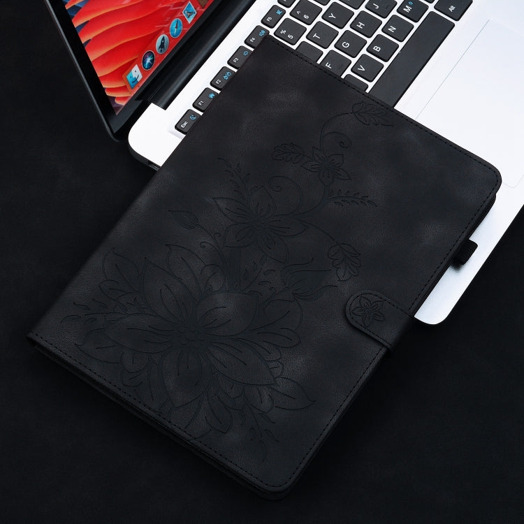 For iPad Pro 11 2024 Lily Embossed Leather Smart Tablet Case(Black) - iPad Pro 11 2024 Cases by buy2fix | Online Shopping UK | buy2fix