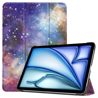 For iPad Air 13 2024 Custer Painted 3-Fold Holder Smart Leather Tablet Case(Milky Way Nebula) - iPad Air 13 2024 Cases by buy2fix | Online Shopping UK | buy2fix