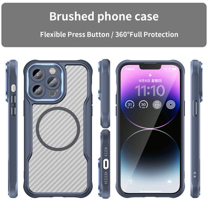 For iPhone 15 Plus / 14 Plus Carbon Fiber Texture MagSafe Translucent Phone Case(Blue) - iPhone 15 Plus Cases by buy2fix | Online Shopping UK | buy2fix