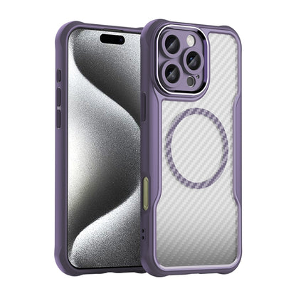 For iPhone 16 Pro Max Carbon Fiber Texture MagSafe Translucent Phone Case(Purple) - iPhone 16 Pro Max Cases by buy2fix | Online Shopping UK | buy2fix