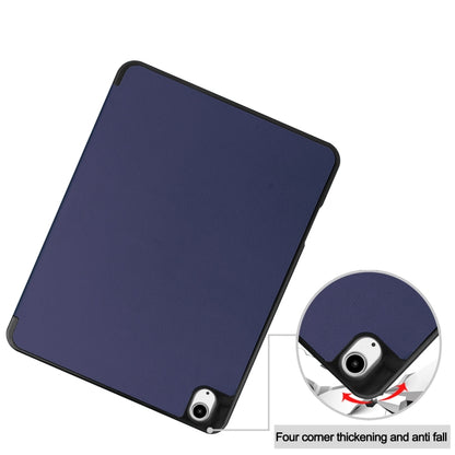 For iPad Air 13 2024 Custer TPU Pure Color 3-Fold Holder Smart Leather Tablet Case with Pen Tray(Dark Blue) - iPad Air 13 2024 Cases by buy2fix | Online Shopping UK | buy2fix