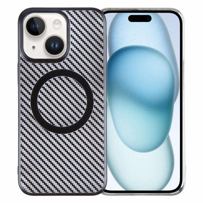 For iPhone 15 Plus 6D Plated Carbon Fiber Clear Magsafe PC Phone Case(Starry Black) - iPhone 15 Plus Cases by buy2fix | Online Shopping UK | buy2fix