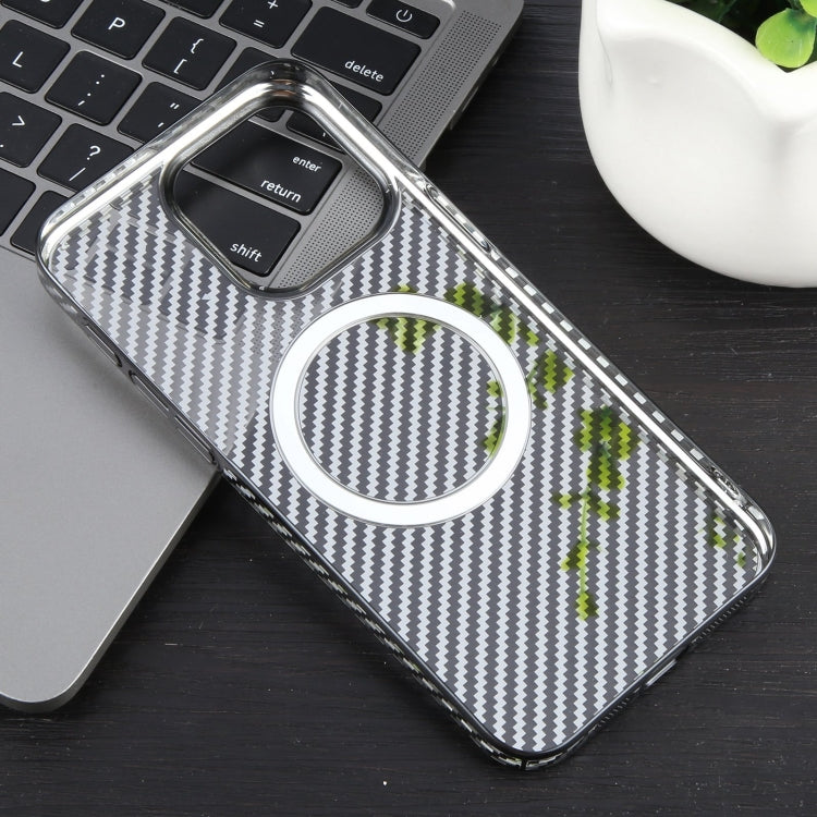 For iPhone 15 Plus 6D Plated Carbon Fiber Clear Magsafe PC Phone Case(Starry Black) - iPhone 15 Plus Cases by buy2fix | Online Shopping UK | buy2fix