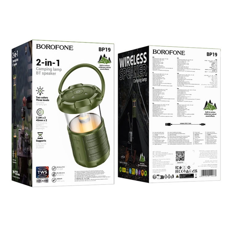 Borofone BP19 Travel Outdoor Bt Speaker With Camping Light(Green) - Desktop Speaker by Borofone | Online Shopping UK | buy2fix