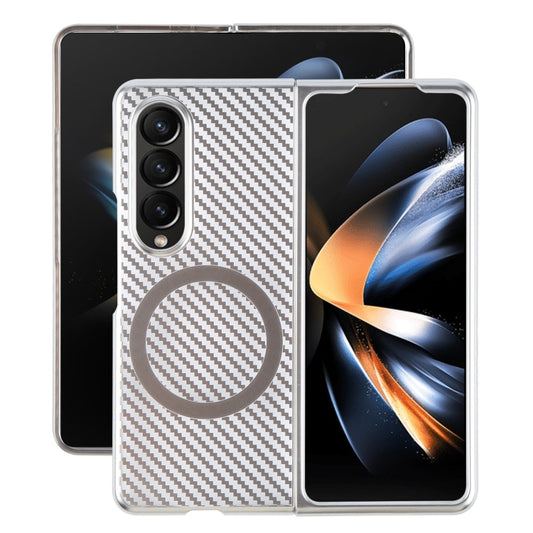 For Samsung Galaxy Z Fold4 6D Plated Carbon Fiber Clear Magsafe PC Phone Case(Starlight Silver) - Galaxy Z Fold4 5G Cases by buy2fix | Online Shopping UK | buy2fix