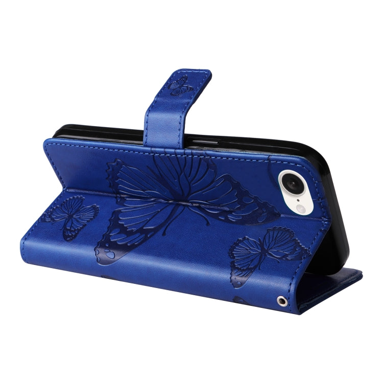 For iPhone SE 2024 3D Butterfly Embossed Pattern Flip Leather Phone Case(Blue) - More iPhone Cases by buy2fix | Online Shopping UK | buy2fix