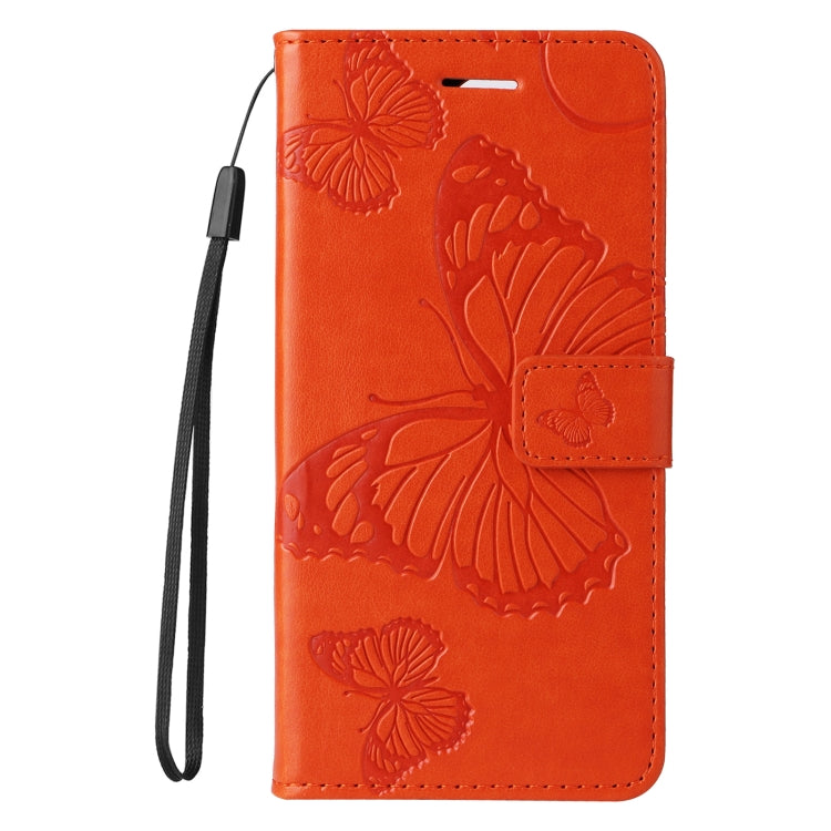 For iPhone SE 2024 3D Butterfly Embossed Pattern Flip Leather Phone Case(Orange) - More iPhone Cases by buy2fix | Online Shopping UK | buy2fix