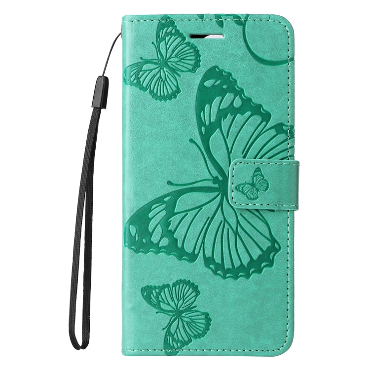 For iPhone 16 Plus 3D Butterfly Embossed Pattern Flip Leather Phone Case(Green) - iPhone 16 Plus Cases by buy2fix | Online Shopping UK | buy2fix