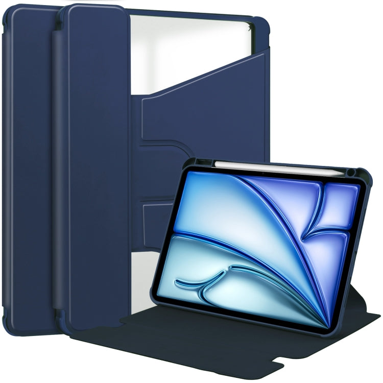 For iPad Air 13 2024 Transparent Rotation Smart Leather Tablet Case(Dark Blue) - iPad Air 13 2024 Cases by buy2fix | Online Shopping UK | buy2fix