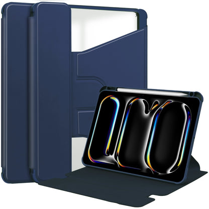 For iPad Pro 11 2024 Transparent Rotation Smart Leather Tablet Case(Dark Blue) - iPad Pro 11 2024 Cases by buy2fix | Online Shopping UK | buy2fix