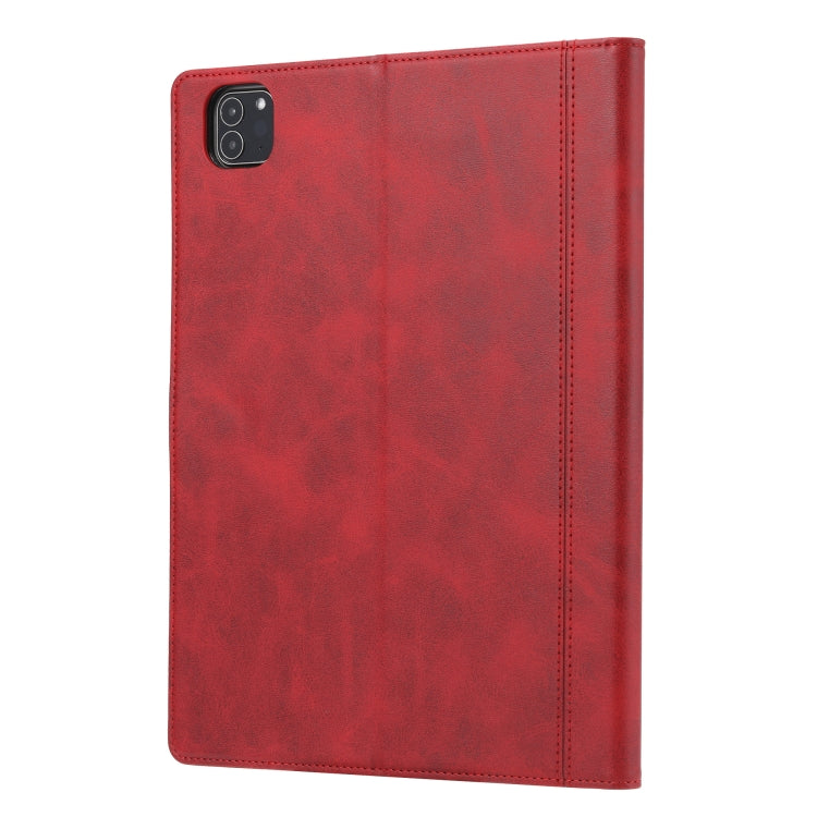 For iPad Pro 13 2024 Calf Texture Double Fold Clasp Horizontal Flip Leather Smart Tablet Case(Red) - iPad Pro 13 2024 Cases by buy2fix | Online Shopping UK | buy2fix