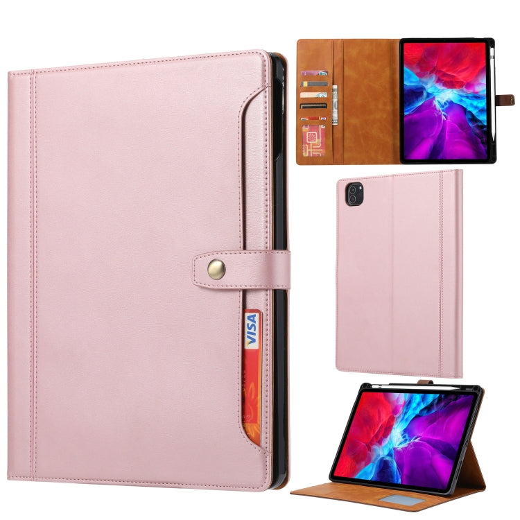 For iPad Pro 13 2024 Calf Texture Double Fold Clasp Horizontal Flip Leather Smart Tablet Case(Rose Gold) - iPad Pro 13 2024 Cases by buy2fix | Online Shopping UK | buy2fix