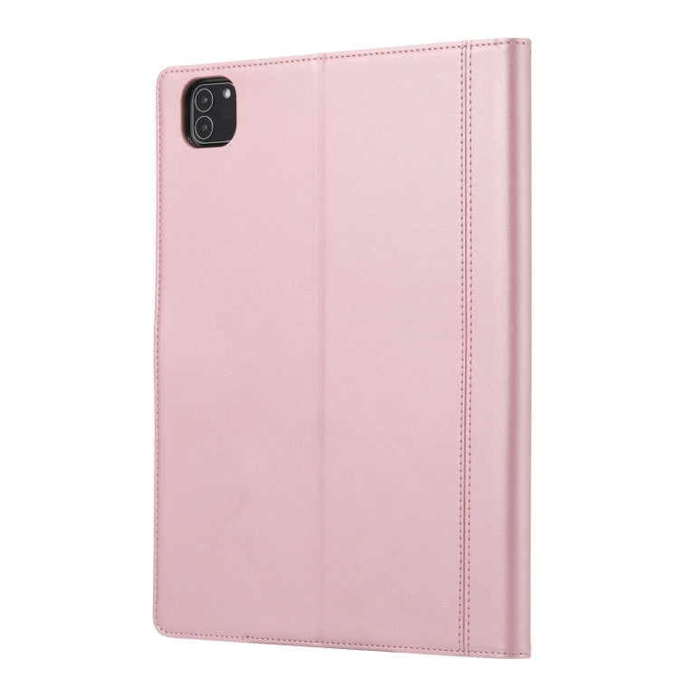 For iPad Pro 13 2024 Calf Texture Double Fold Clasp Horizontal Flip Leather Smart Tablet Case(Rose Gold) - iPad Pro 13 2024 Cases by buy2fix | Online Shopping UK | buy2fix