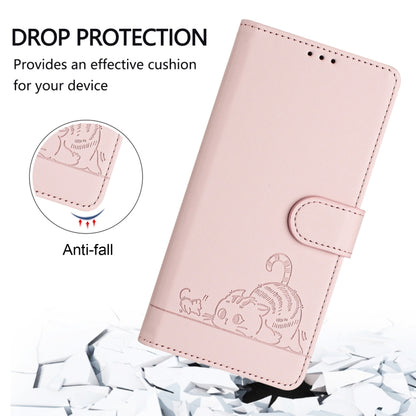 For Motorola Moto G Power 5G 2024 Cat Rat Embossed Pattern RFID Leather Phone Case with Lanyard(Pink) - Motorola Cases by buy2fix | Online Shopping UK | buy2fix