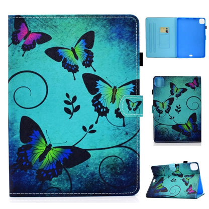 For iPad Pro 11 2024 Painted Stitching Smart Leather Tablet Case(Green Butterflies) - iPad Pro 11 2024 Cases by buy2fix | Online Shopping UK | buy2fix