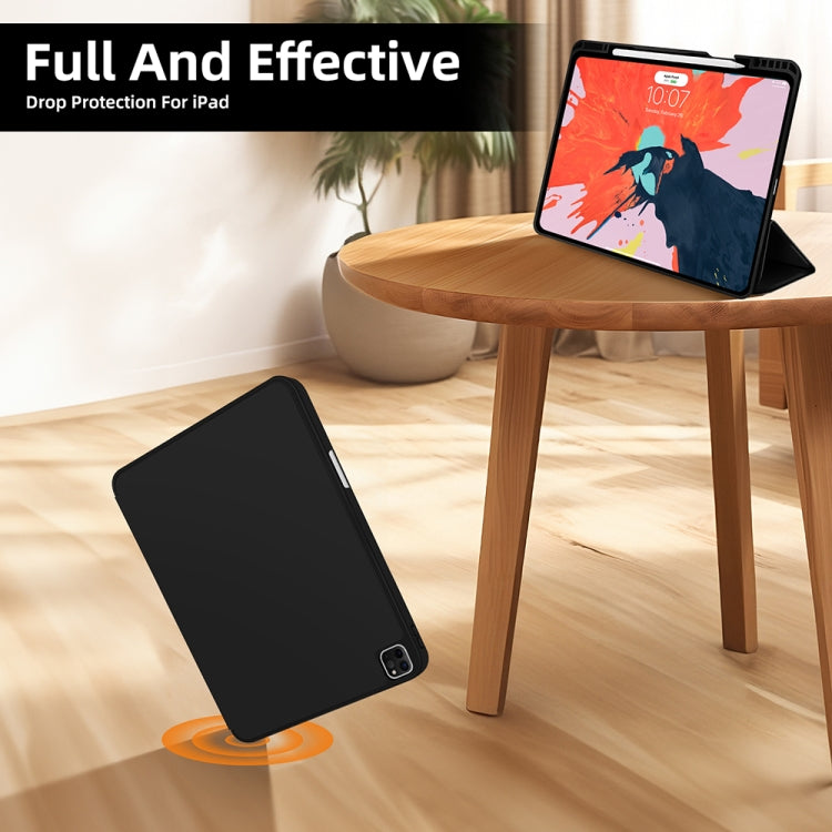 For iPad Pro 11 2024 3-fold TPU Smart Leather Tablet Case with Pen Slot(Black) - iPad Pro 11 2024 Cases by buy2fix | Online Shopping UK | buy2fix