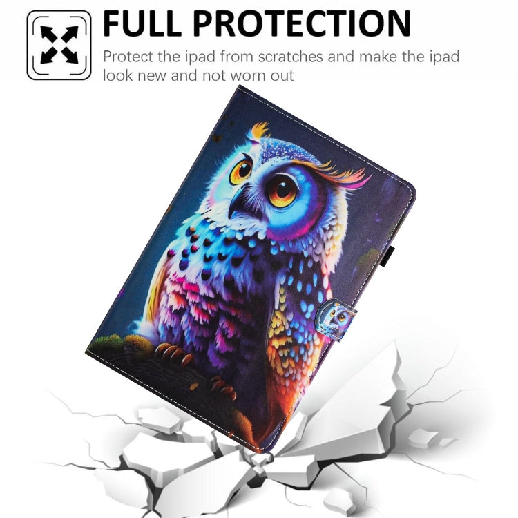 For iPad Pro 11 2024 Painted Litchi Leather Sewing Smart Tablet Case(Colorful Owl) - iPad Pro 11 2024 Cases by buy2fix | Online Shopping UK | buy2fix